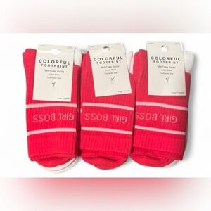6pairs of Mid-Crew Socks Cotton Blend Size 4-10 Pink and White